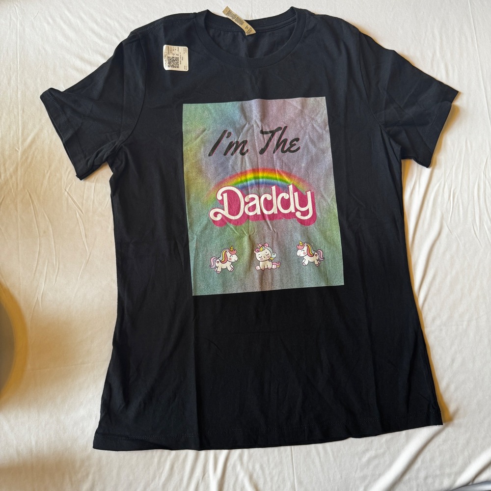 Bella Canvas I'm The Daddy Unicorn Rainbow‎ Graphic T-Shirt Black Medium
